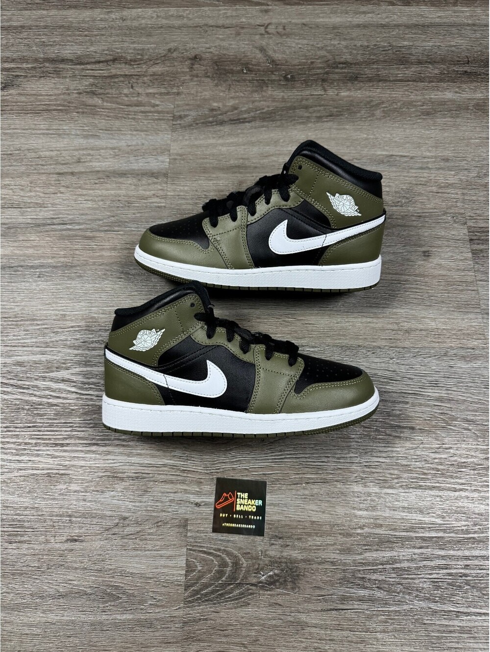 Size 6Y - Jordan 1 Mid Black White Olive (GS)
